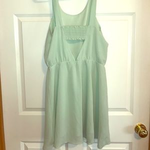 H&M mint green dress with peek-a-book back